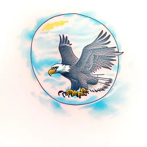 Eagle Flying Out Of A Circle