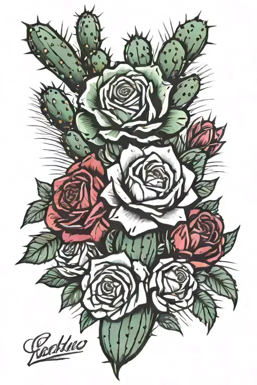 Roses And Cactus