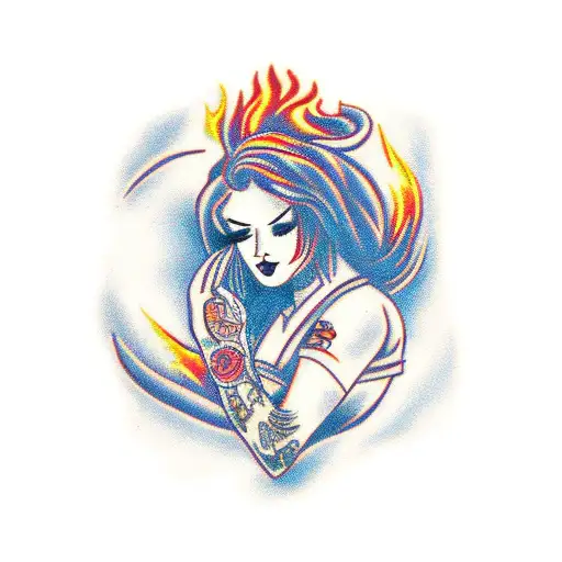 A Beautiful Emo Woman With A Hair Of Fire