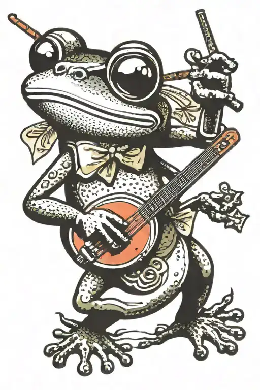 Frog Playing Banjo Wearing Sunglasses
