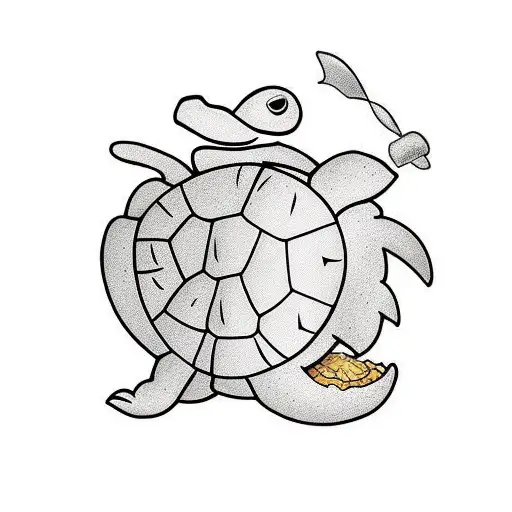 Cartoon Turtle Runing Through Peanut Butter