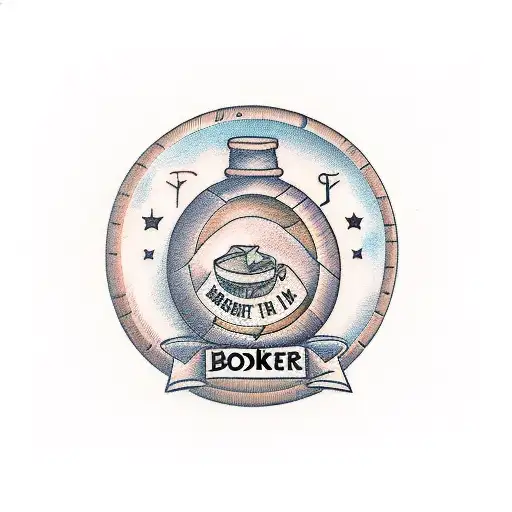 Wooden Barrel With The Word Bodker Across The Middle