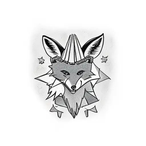 Fox With Demon Horns Eating A Businessman