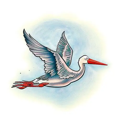 Stork Flying Carrying Baby