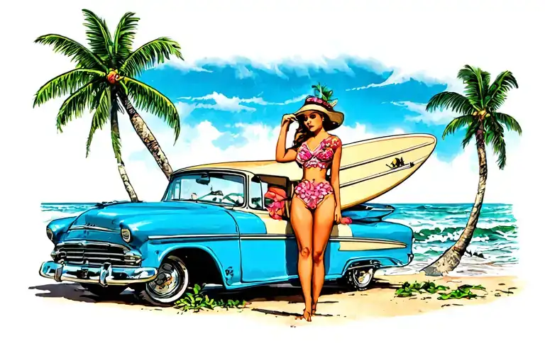 Florida Women Beach Surf Car