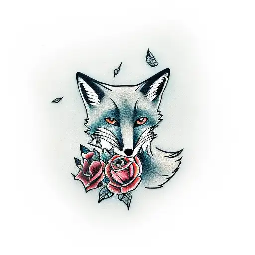 Sad But Powerfull Fox With Roses
