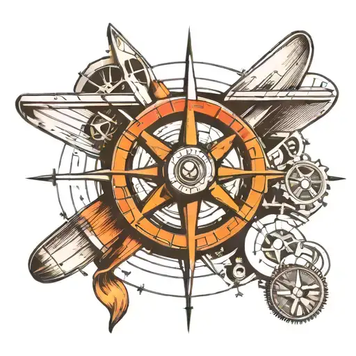 Aircraft Propeller With Compass Tattoo And Add 17-12-2023