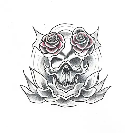 Dragon Skull With Roses