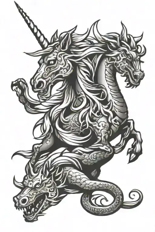 Unicorn And Dragon Wrapped