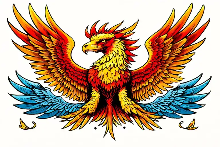 Front Facing Phoenix With Wings Spread Out