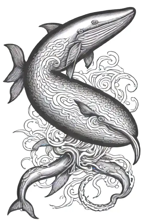 Sperm Whale Hunting A Squid Wrapped