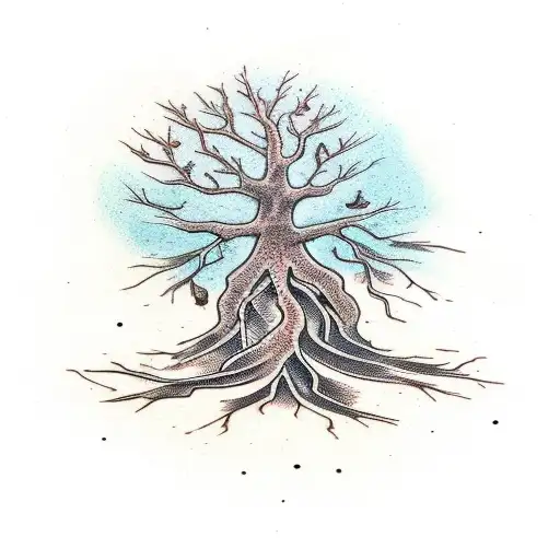 Tree Roots Growing Out Of Building