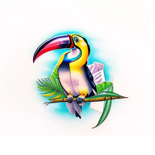Toucan With Tropical Floral