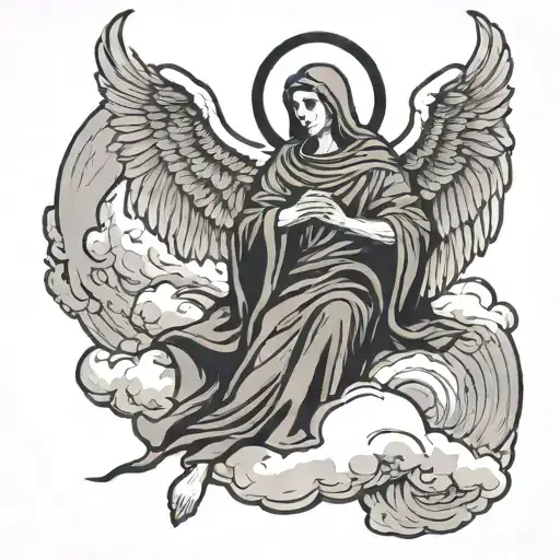 Angel On Top Of Cloud Grim Reaper On The Bottom