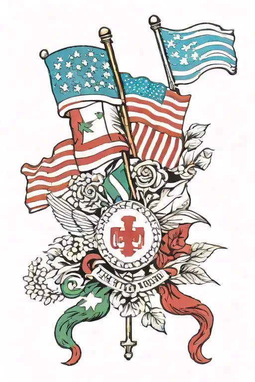 Italian Flag And American Flag