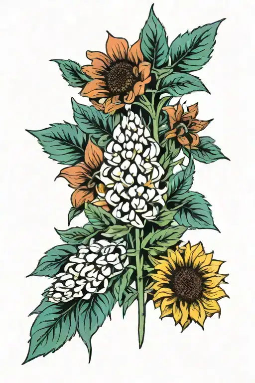 Lupine And Sunflower