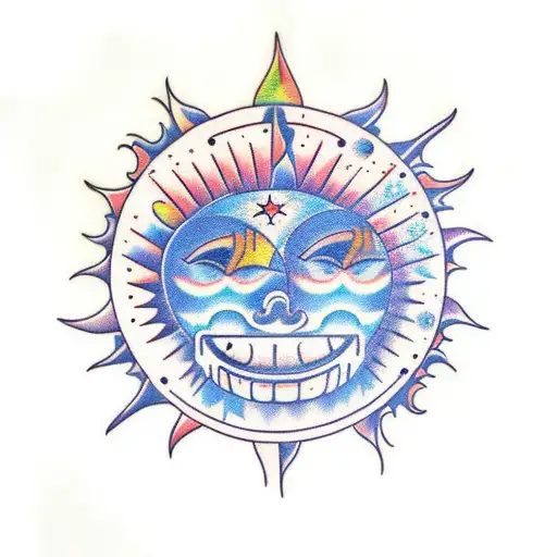 Sun And Moon Acid Trip Crazy Smile
