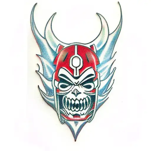 Broken Red And Black Oni Mask