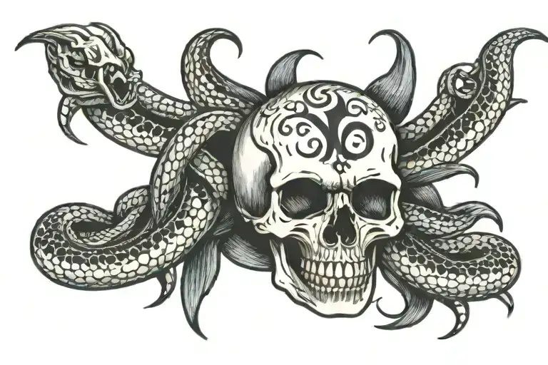 Skull With Snakes