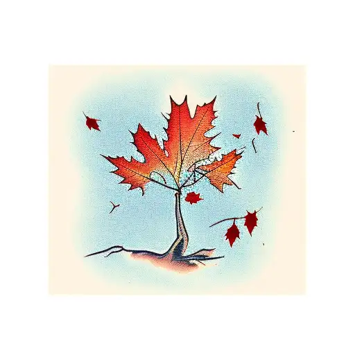 Maple Tree With Falling Leaves