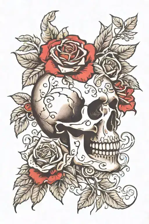 Skull Roses Wrapping Around Existing Words
