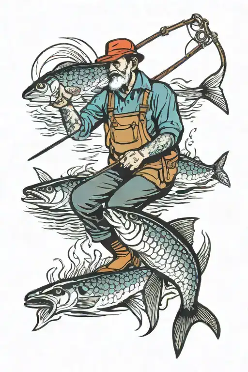 Fisherman Catching Fish