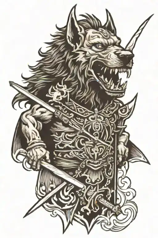 Berserk Hound Of Darkness With Sword Through Head