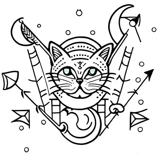 Cat Moon Arrows In A Big Heart