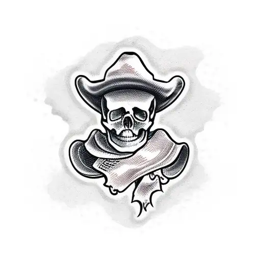 A Skull With A Cowboy Hat And Ascot
