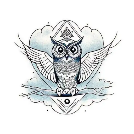 Owl Symmetrical With All Seeing Eye