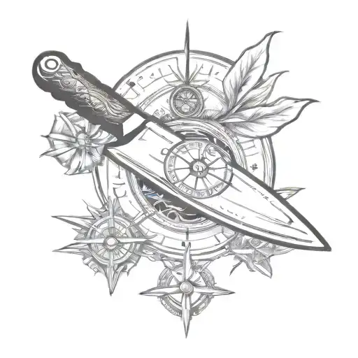 Chefs Knife With Compass Surrounded Star Wars