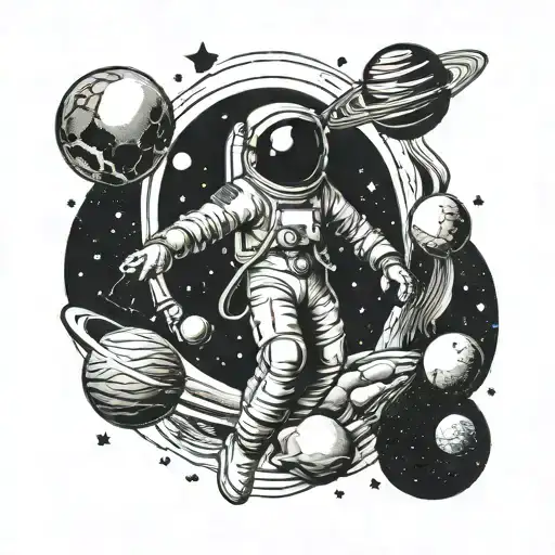 Astronaut With Planets Coming