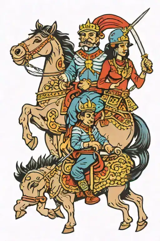 Family And Warrior Riding