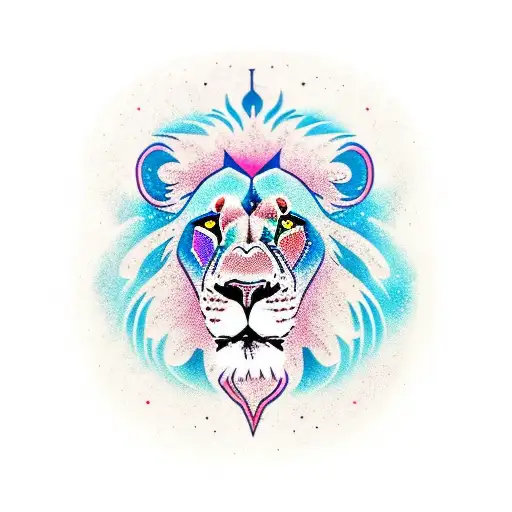 Lion With Space Theme American Traditional