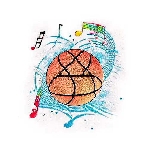 A Basketball Court In Los Angeles With Music Notes As The Court Lines