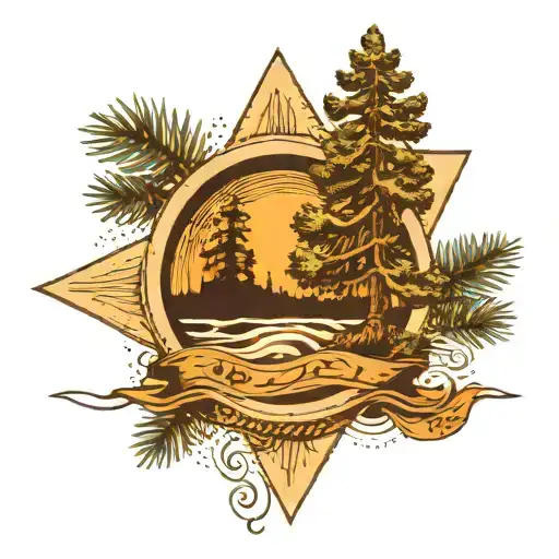 Swimming Pool Pine Tree