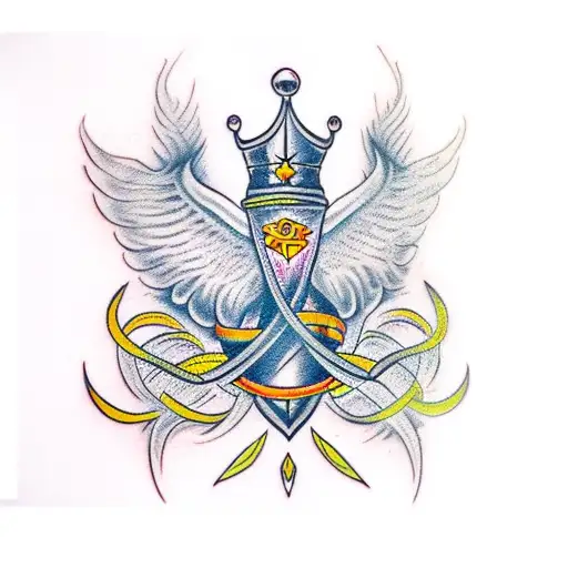 Mishka Word With Queen Crown And Wings