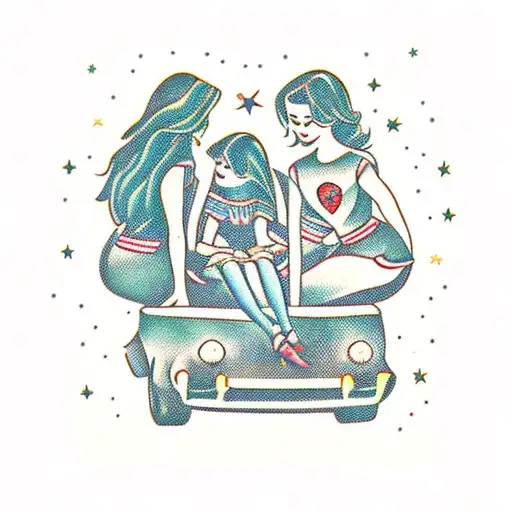 Four Girls In A Car Under The Stars