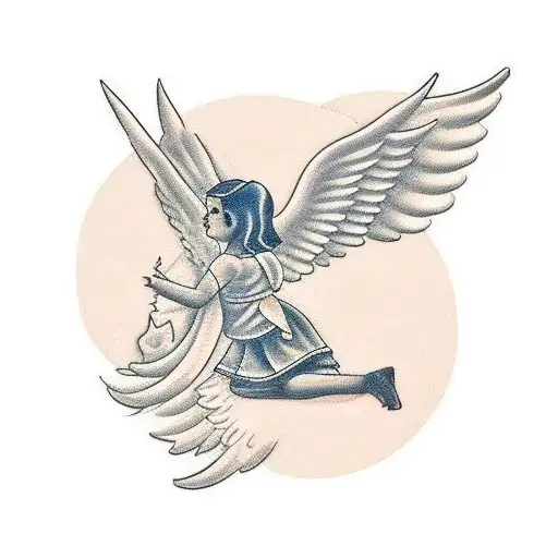 Create A Minimalist Tattoo A Small Angel With Modern Symbol