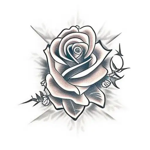 Christian Cross With Rose Thorns Around It