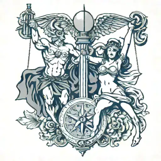The Name Bull And Lady Justice With Sword
