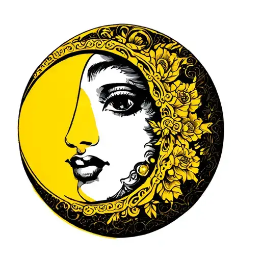 Crescent Moon Yellow With Face