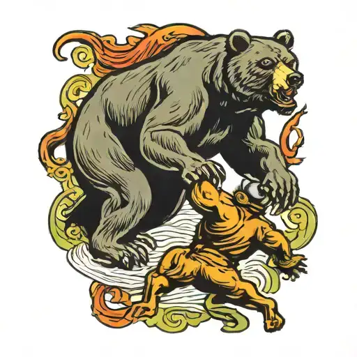 Bear Fighting A Bull