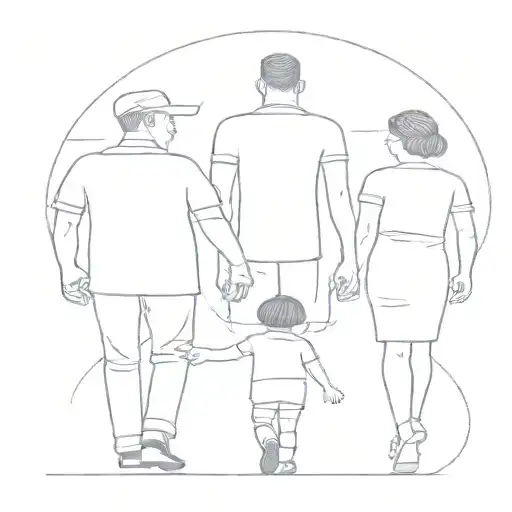 Father And Children Holding Hands Plus The Number 26