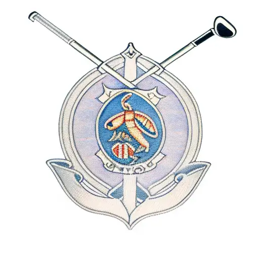 A Traditional-style Army Badge Featuring A Golf Club And A Sea Turtle