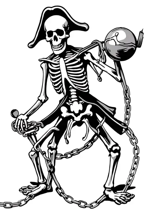 Pirate Skeleton With Ball And Chain