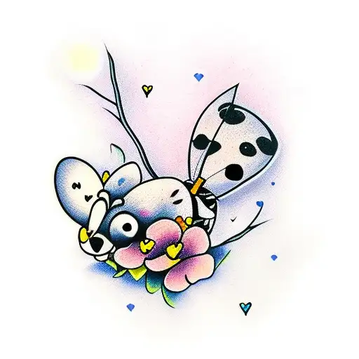 Ladybug By Waterfall With Hearts