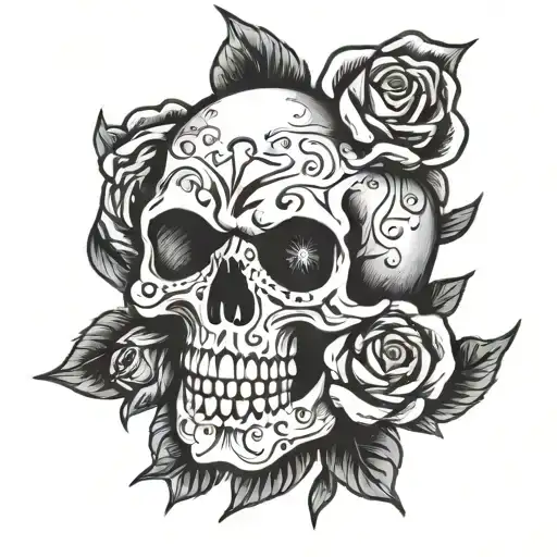 Skull And Roses Wrapped