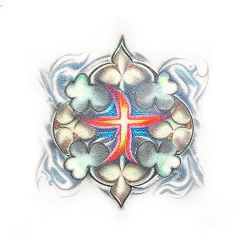 Four Leaf Clover With Fire And Ice