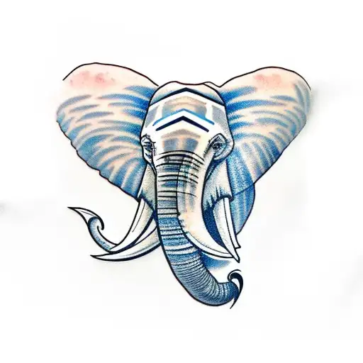 A Elephant Head With Blue Eyes